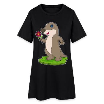 Fleur de loutre - Robe T-shirt Femme - noir - Devant