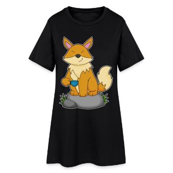 Fuchs Tasse - Frauen T-Shirt-Kleid - Schwarz - Vorne