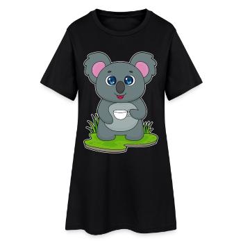 Koala Tasse - Frauen T-Shirt-Kleid - Schwarz - Vorne