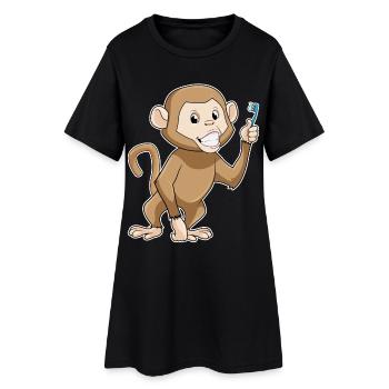 Brosse à dents singe - Robe T-shirt Femme - noir - Devant