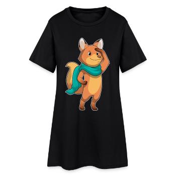 Fox Scarf - Women’s T-Shirt Dress - black - Front
