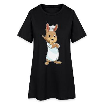 Hase Bäcker Nudelholz Backen - Frauen T-Shirt-Kleid - Schwarz - Vorne