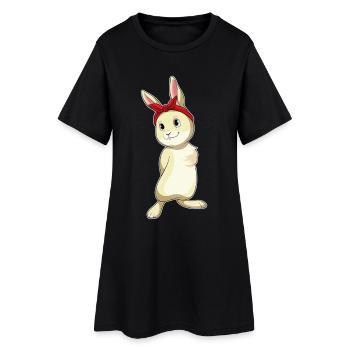 Nœud en poil de lapin - Robe T-shirt Femme - noir - Devant