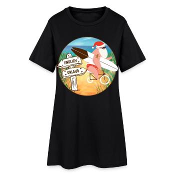 Weihnachtsmann macht Urlaub - Frauen T-Shirt-Kleid - Schwarz - Vorne