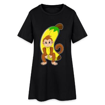 Affe Banane - Frauen T-Shirt-Kleid - Schwarz - Vorne