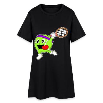 Raquette de tennis balle de tennis - Robe T-shirt Femme - noir - Devant