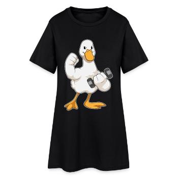 Duck Bodybuilder Dumbbell Bodybuilding - Women’s T-Shirt Dress - black - Front