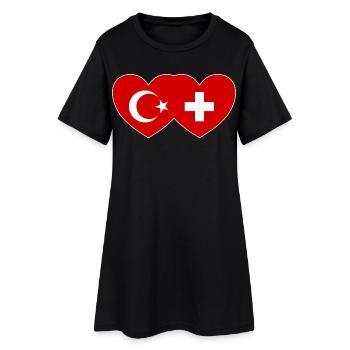 Turquie Suisse drapeau cœur uni - Robe T-shirt Femme - noir - Devant