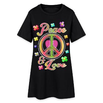 Paix et Amour - Robe T-shirt Femme - noir - Devant