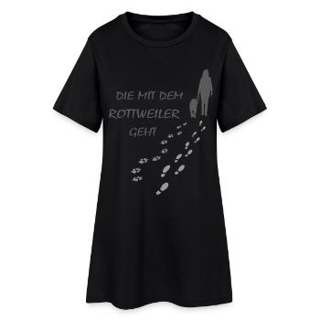 Rottweiler - Die mit dem Rottie geht - Gassi - Frauen T-Shirt-Kleid - Schwarz - Vorne