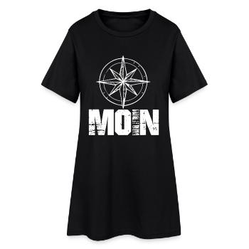 Moin Anker Shirt Nordsee Style Geschenk Gift - Frauen T-Shirt-Kleid - Schwarz - Vorne