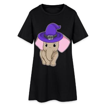 Elefant Hexe Hexenhut - Frauen T-Shirt-Kleid - Schwarz - Vorne