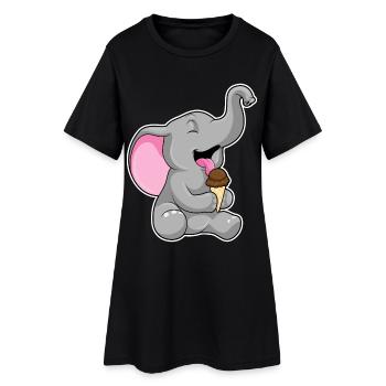 Glace gaufre éléphant - Robe T-shirt Femme - noir - Devant