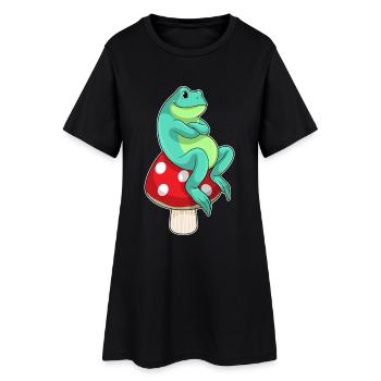Champignon grenouille - Robe T-shirt Femme - noir - Devant