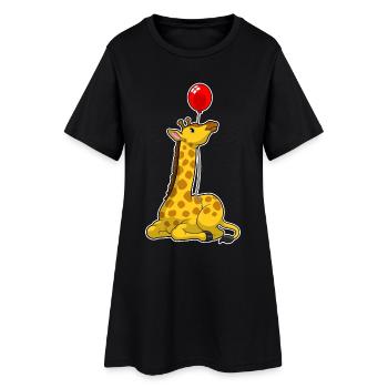 Ballon girafe - Robe T-shirt Femme - noir - Devant