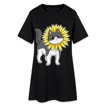 Tournesol chat - Robe T-shirt Femme - noir - Devant