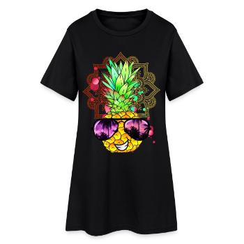 Ananas Mandala - Frauen T-Shirt-Kleid - Schwarz - Vorne