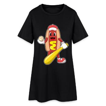 Battoir de baseball Hotdog - Robe T-shirt Femme - noir - Devant