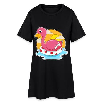 Été de nage au Flamingo Swimming Ring - Robe T-shirt Femme - noir - Devant