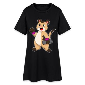 Culturiste avec haltères Suricate - Robe T-shirt Femme - noir - Devant