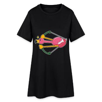 Flamant rose comme une flèche avec arc - Robe T-shirt Femme - noir - Devant