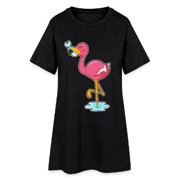 Poisson flamant rose - Robe T-shirt Femme - noir - Devant