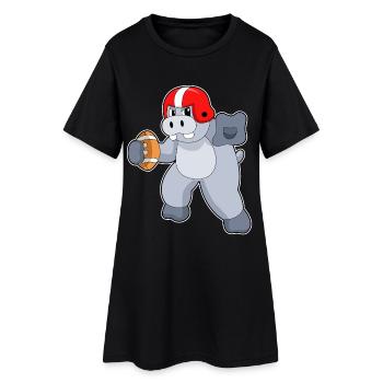 Nilpferd American Football Sport - Frauen T-Shirt-Kleid - Schwarz - Vorne