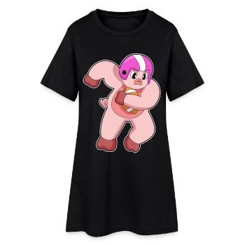 Schwein American Football Sport - Frauen T-Shirt-Kleid - Schwarz - Vorne