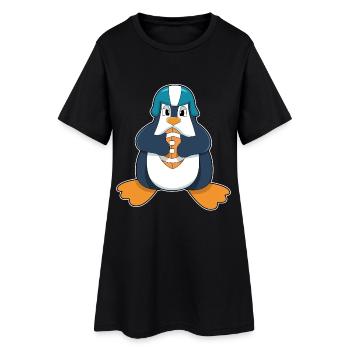 Pinguin American Football Sport - Frauen T-Shirt-Kleid - Schwarz - Vorne