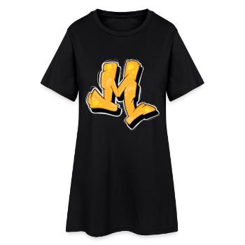 Logo des initiales graffiti jaunes. - Robe T-shirt Femme - noir - Devant
