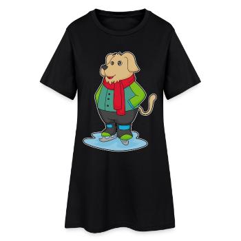 Hund Eislaufen Schlittschuhe - Women’s T-Shirt Dress - black - Front