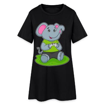 Elefant Gamer Controller - Frauen T-Shirt-Kleid - Schwarz - Vorne