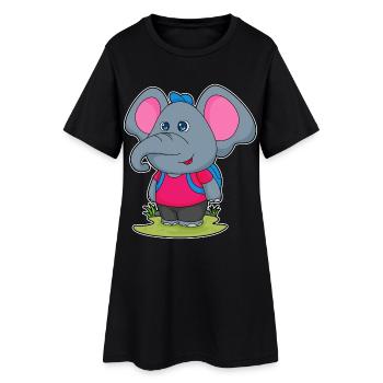 École de sac à dos pour élèves éléphants - Robe T-shirt Femme - noir - Devant