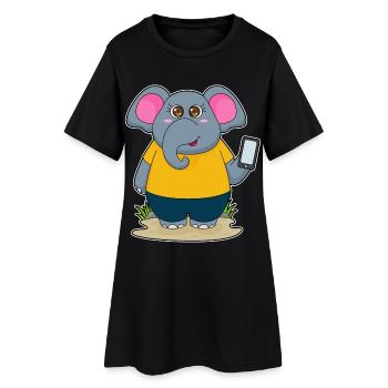 Smartphone éléphant - Robe T-shirt Femme - noir - Devant