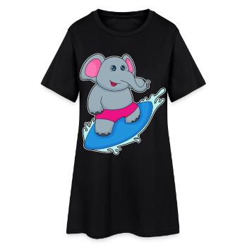 Été de planche de surf sur l’éléphant - Robe T-shirt Femme - noir - Devant