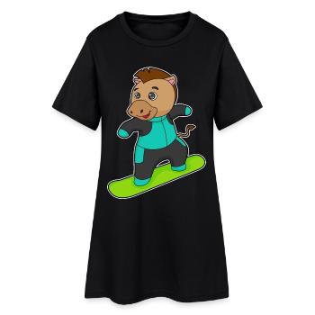 Snowboardeur à cheval Snowboard - Robe T-shirt Femme - noir - Devant