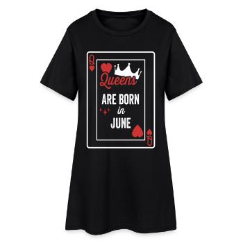 Königinnen werden im Juni geboren Geburtstag Date Mädchen Frauen - Frauen T-Shirt-Kleid - Schwarz - Vorne