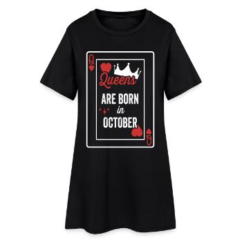 Les reines sont nées en octobre Date d’anniversaire Filles Wom - Robe T-shirt Femme - noir - Devant