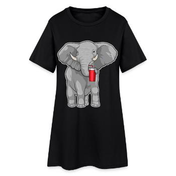 Tasse d’éléphant à emporter - Robe T-shirt Femme - noir - Devant