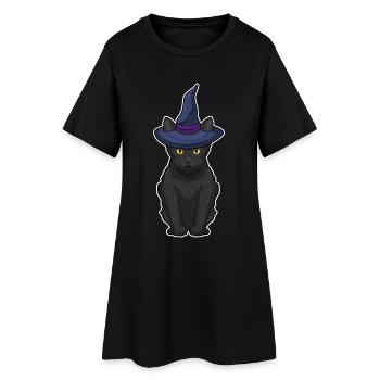 Chat Sorcière d’Halloween - Robe T-shirt Femme - noir - Devant