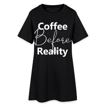 Le café avant la réalité - Robe T-shirt Femme - noir - Devant