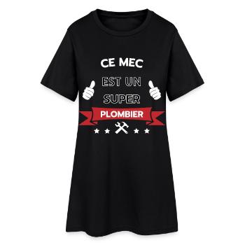 Ce mec est un super plombier - Robe T-shirt Femme - noir - Devant