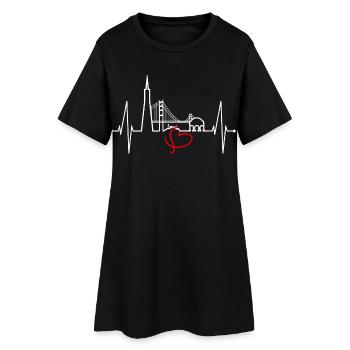 San Francisco Skyline Heartbeat Californie États-Unis - Robe T-shirt Femme - noir - Devant
