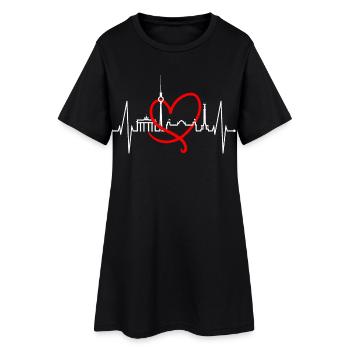 Berlin Skyline Herzschlag Herz Liebe Love Berliner - Frauen T-Shirt-Kleid - Schwarz - Vorne