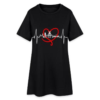 Bochum Herzschlag Bochumer Skyline Heimat Ruhrpott - Frauen T-Shirt-Kleid - Schwarz - Vorne