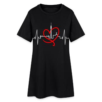 Dortmund Skyline Herzschlag Stadion Fan Dortmunder - Frauen T-Shirt-Kleid - Schwarz - Vorne