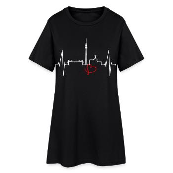 Dortmund Skyline Herzschlag Stadion Fan Dortmunder - Frauen T-Shirt-Kleid - Schwarz - Vorne