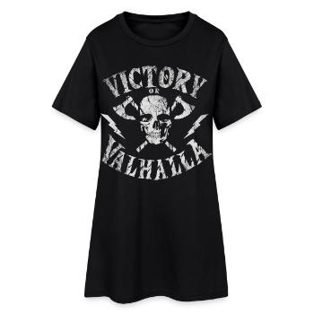 Victory or Valhalla Skull - Frauen T-Shirt-Kleid - Schwarz - Vorne