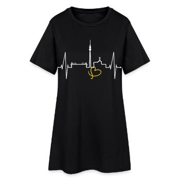 Dortmund Skyline Herzschlag Stadion Fan Dortmunder - Frauen T-Shirt-Kleid - Schwarz - Vorne