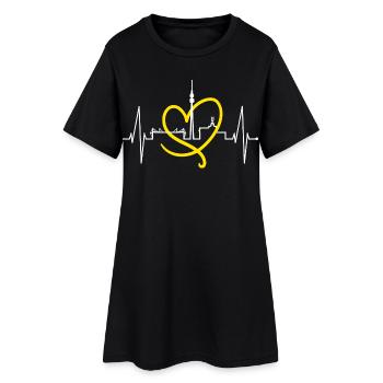 Dortmund Skyline Herzschlag Stadion Fan Dortmunder - Frauen T-Shirt-Kleid - Schwarz - Vorne
